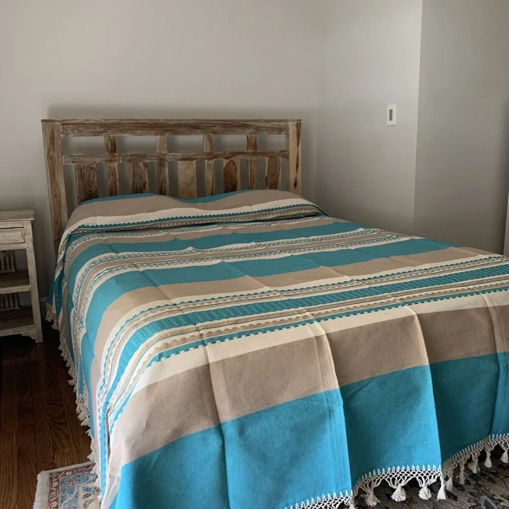 Hand Loom Queen Size Cotton Bedspread.